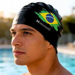 Touca Natação Silicone Mobilidadii Adulto Preta Brasil impermeável