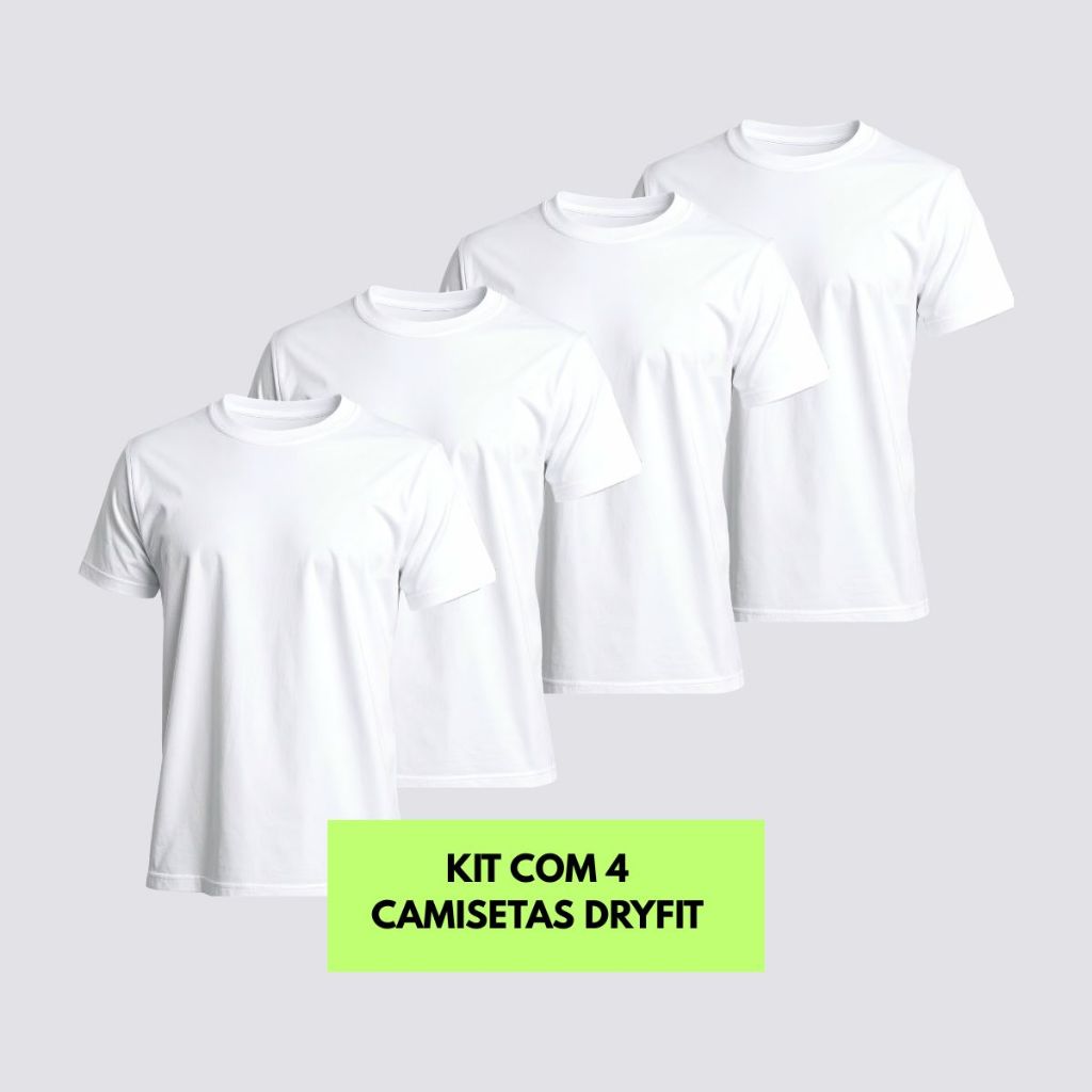 Kit 4 Camiseta Dry Masculina Manga Curta Fitness Academia Corrida CrossFit Poliester Premium