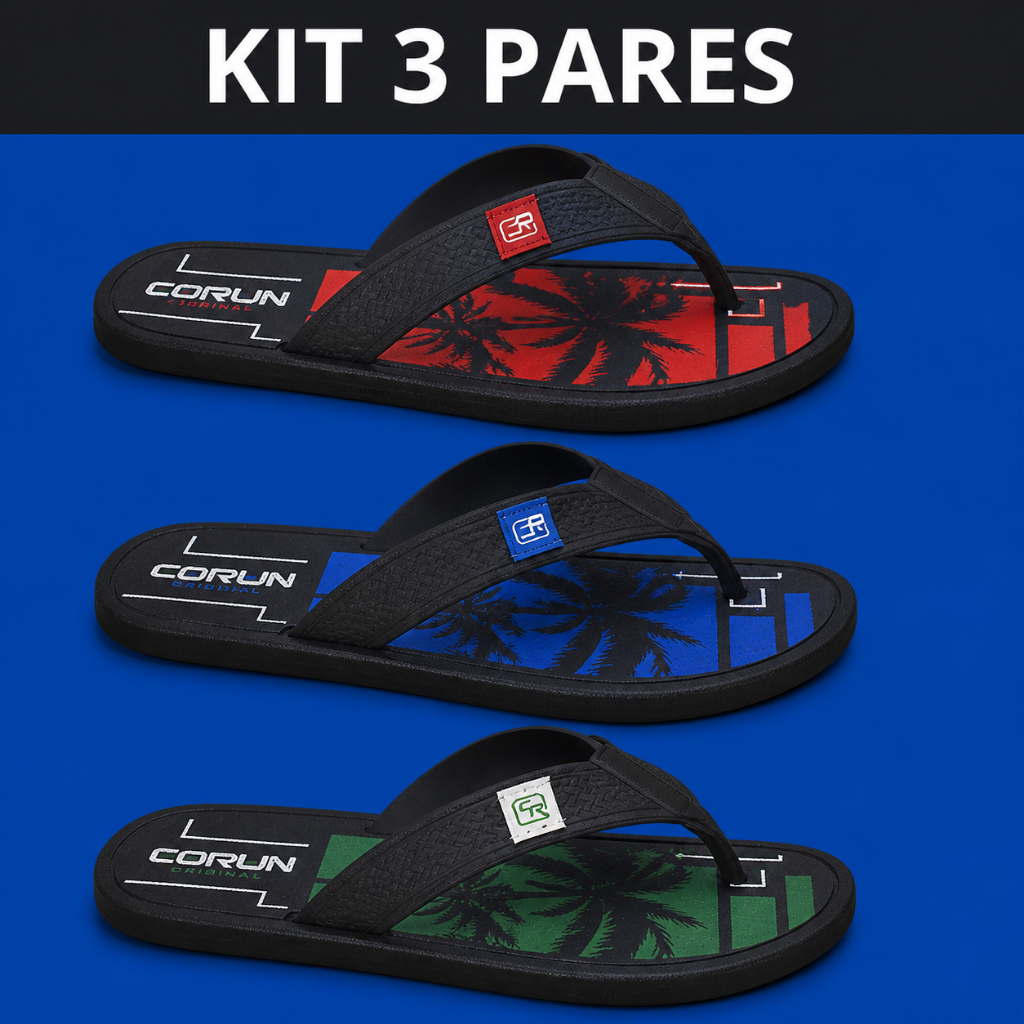 Kit 3 pares chinelo masculino antiderrapante sandalia masculina kit chinelo masculino adulto corun 1