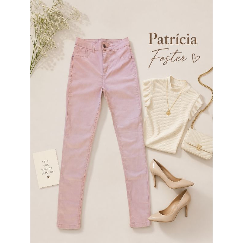 calça skinny feminina cintura alta rosa calça feminina tam 36 jeans color elastano look feminino blogueira moda