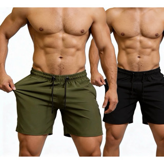 Kit 02 Shorts de Tactel Bermuda com elastano moda praia academia