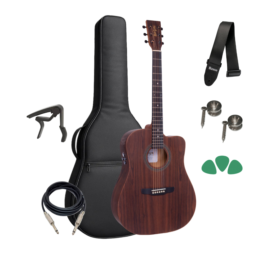 Violao Eletrico Rozini Rx315 Natural Capa Kit Capa Luxo Full