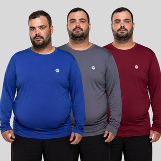 Kit 3 Camisa Plus Size Proteção Solar UV 50 Tecido Leve Confortável Esporte Praia Academia