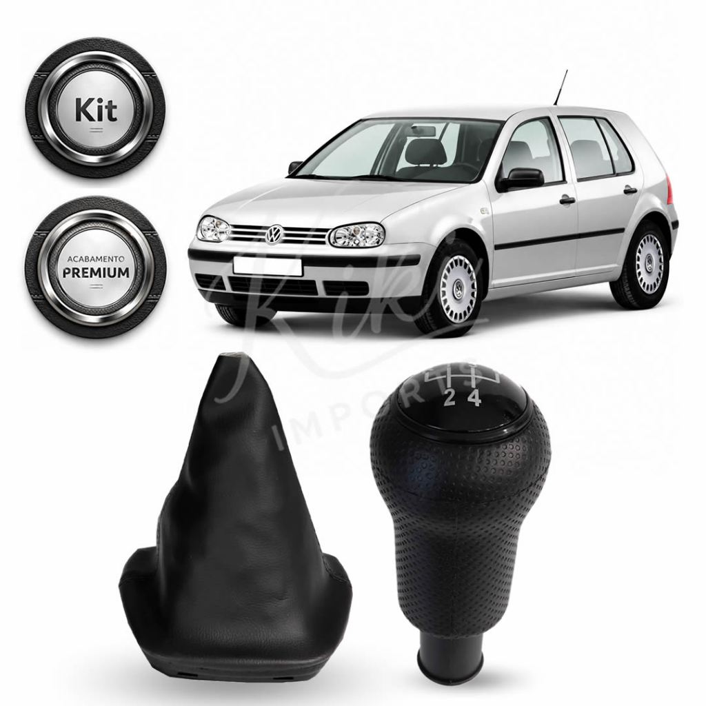 Kit Manopla e Coifa De Câmbio Volkswagen Golf Audi A3 Couro Ecológico Premium