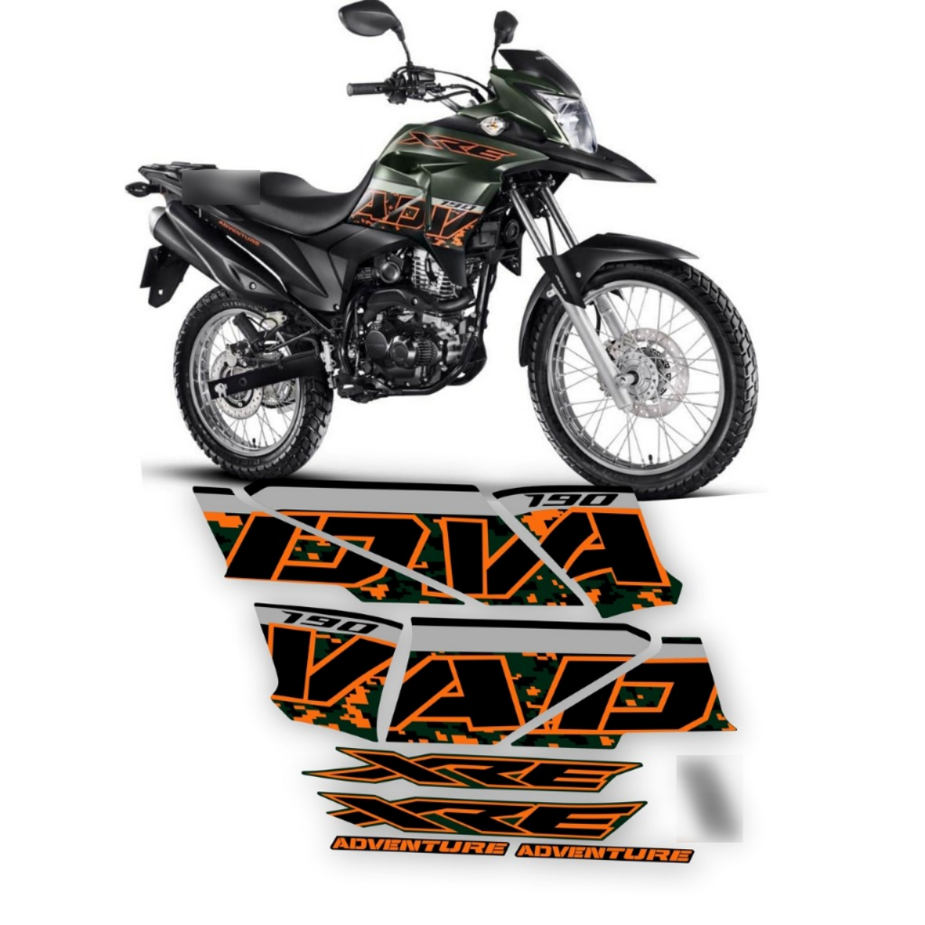 Kit Adesivos Compatível Com XRE 190 2016 a 2024 modelo Adventure Varias Cores Laminada