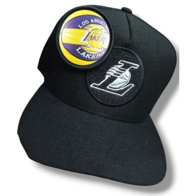 boné cap Lakers, edição especial velcro, aba meia reta, regulador Snapback, esportivo preto