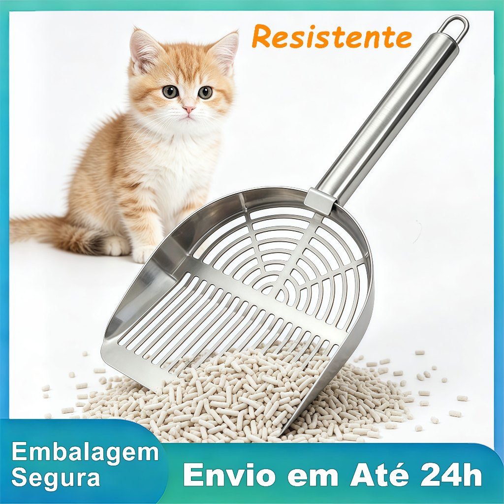 Pá para Areia de Gatos em Aço Inoxidável Ferramenta de Limpeza