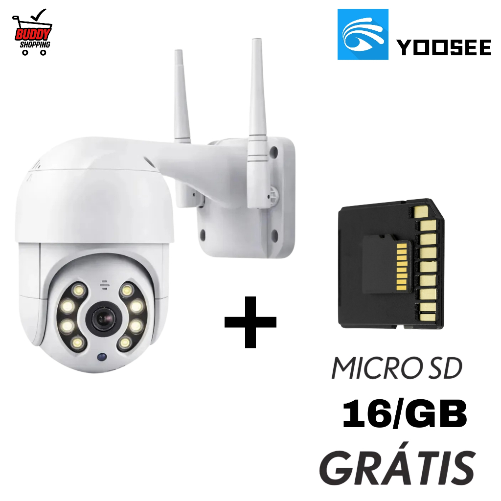 Câmera Segurança Wifi Externa yoosee Prova D'Água Full HD + Cartão SD 16GB