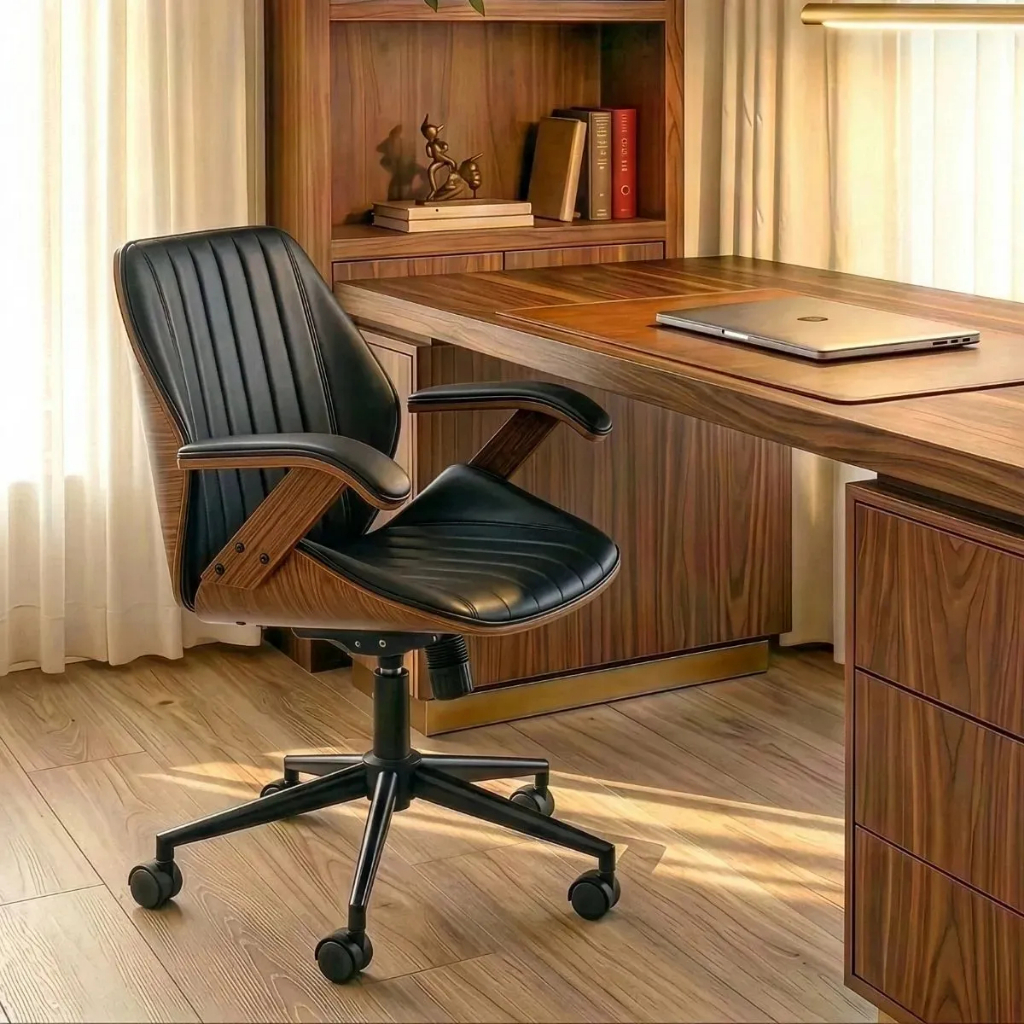 Cadeira de Escritório Ergonômica Giratória Diretor Executiva Couro Saragoça Office