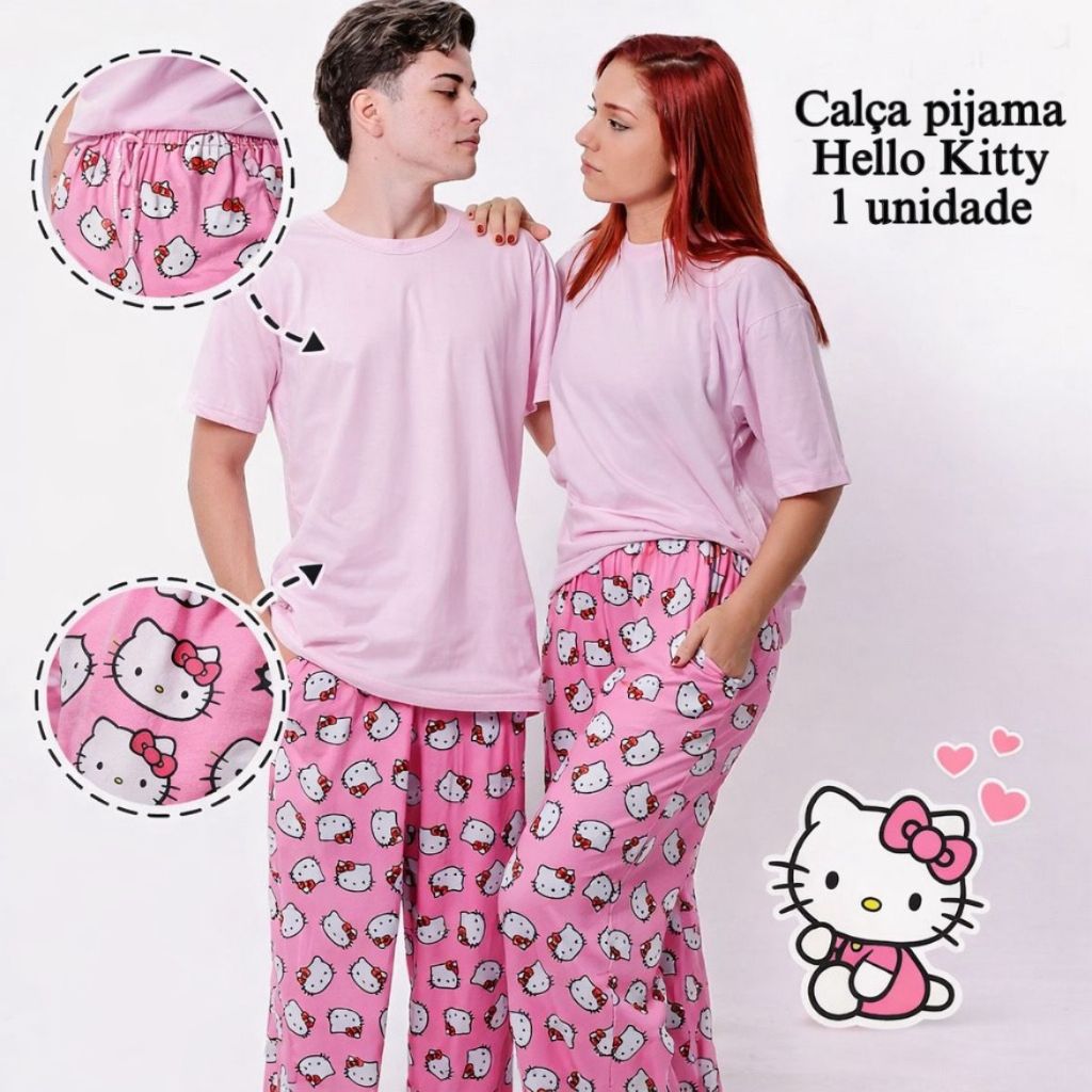 calça pijama miranho batmam Hello Kitty kuromi unissex Calças Casuais verão Inverno pijama Sanrio