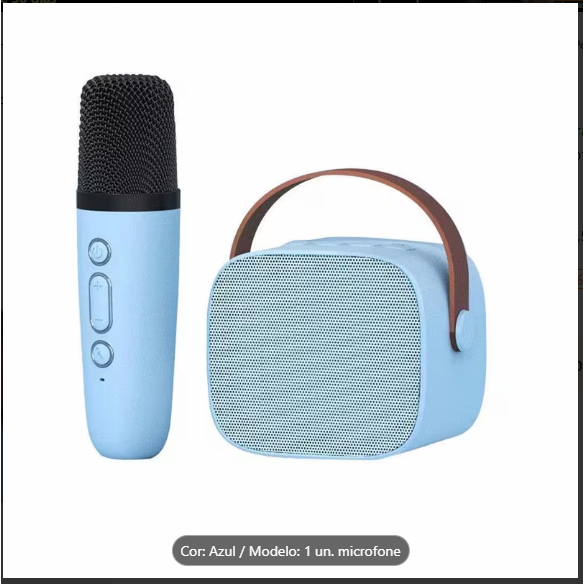 Caixa de Som Portátil de Karaokê com Microfone, 5W, Bluetooth 5.0, Alta Qualidade de Som