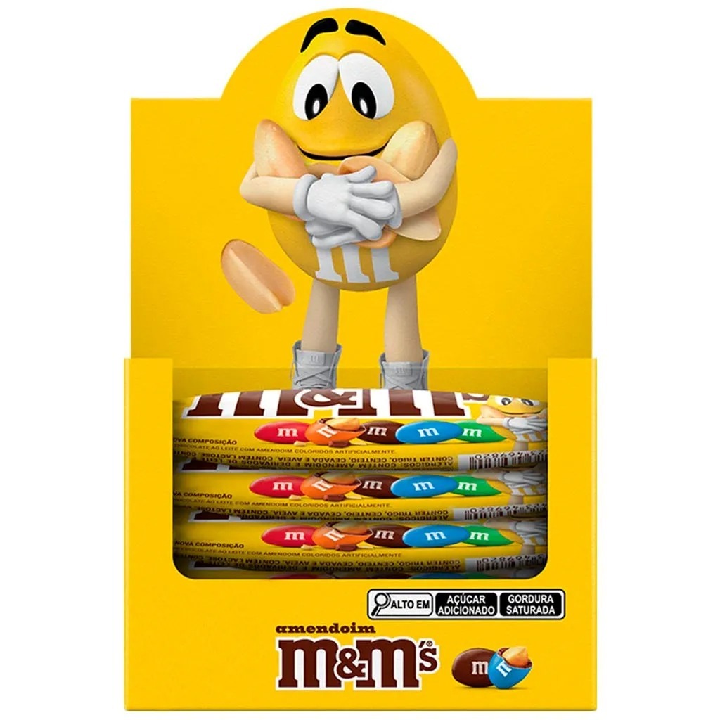 Confeito M&M' Chocolate Amendoim 40g Mars Caixa Display MM M&Ms 18 Unid 18x40g