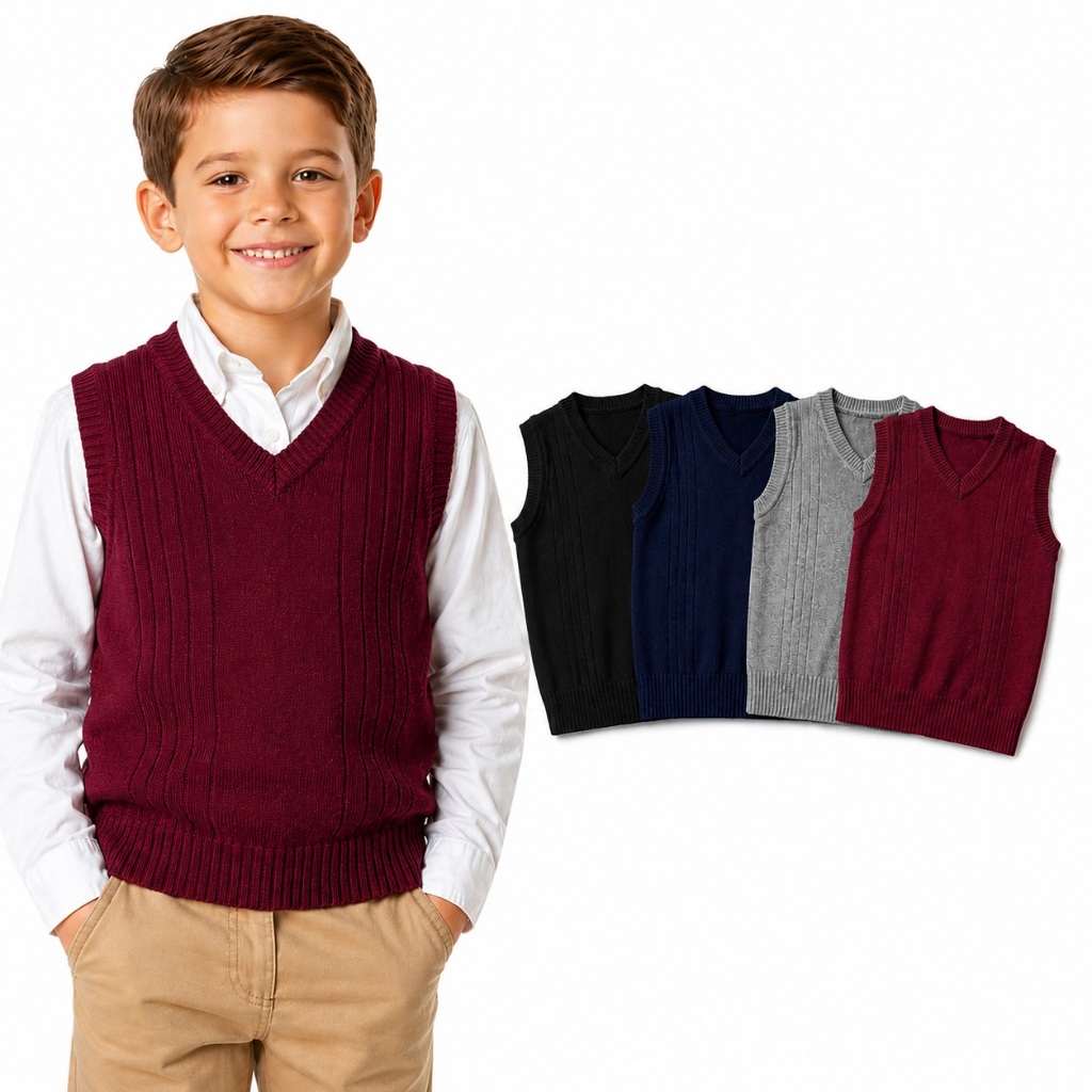 Colete de lã Infantil Tricot Premium Masculino  2 4 6 8 12 Anos 4 Cores dispniveis para Menino