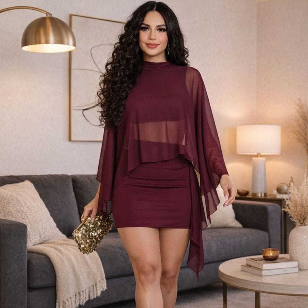 Conjunto Feminino Top e Saia com Tule Manga Longa Moda Gringa Suplex Moda 2026