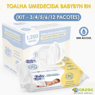 Kit Toalha Umedecida Baby Byn Folhas Sem Álcool Lenço Para Recém Nascidos 3/4/5/6/12 Pacotes