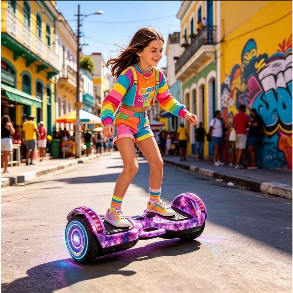 Hoverboard Infantil 6.5" - Skate Elétrico com LED Inteligente Bluetooth e Bateria Forte