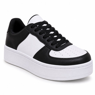 Tênis Feminino Casual Street Leve Macio Qualidade Dia a Dia Confortável Branco Preto
