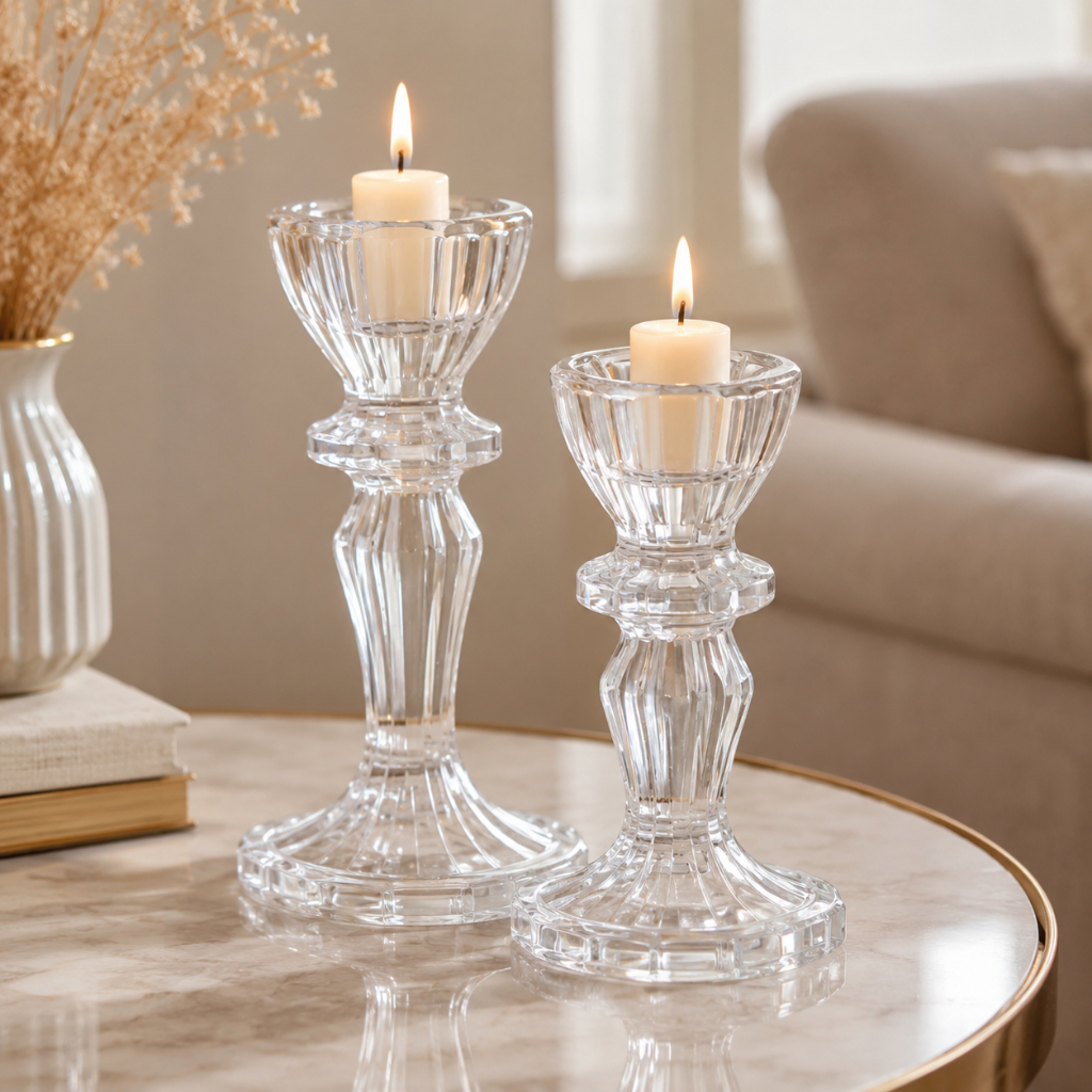 Castiçal em vidro - Porta velas decorativo lola