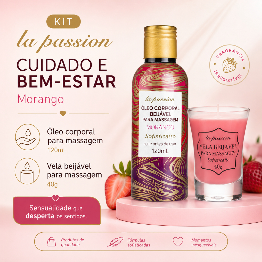 Kit Óleo Corporal Beijável E Vela Beijável Para Massagem - Sofisticatto