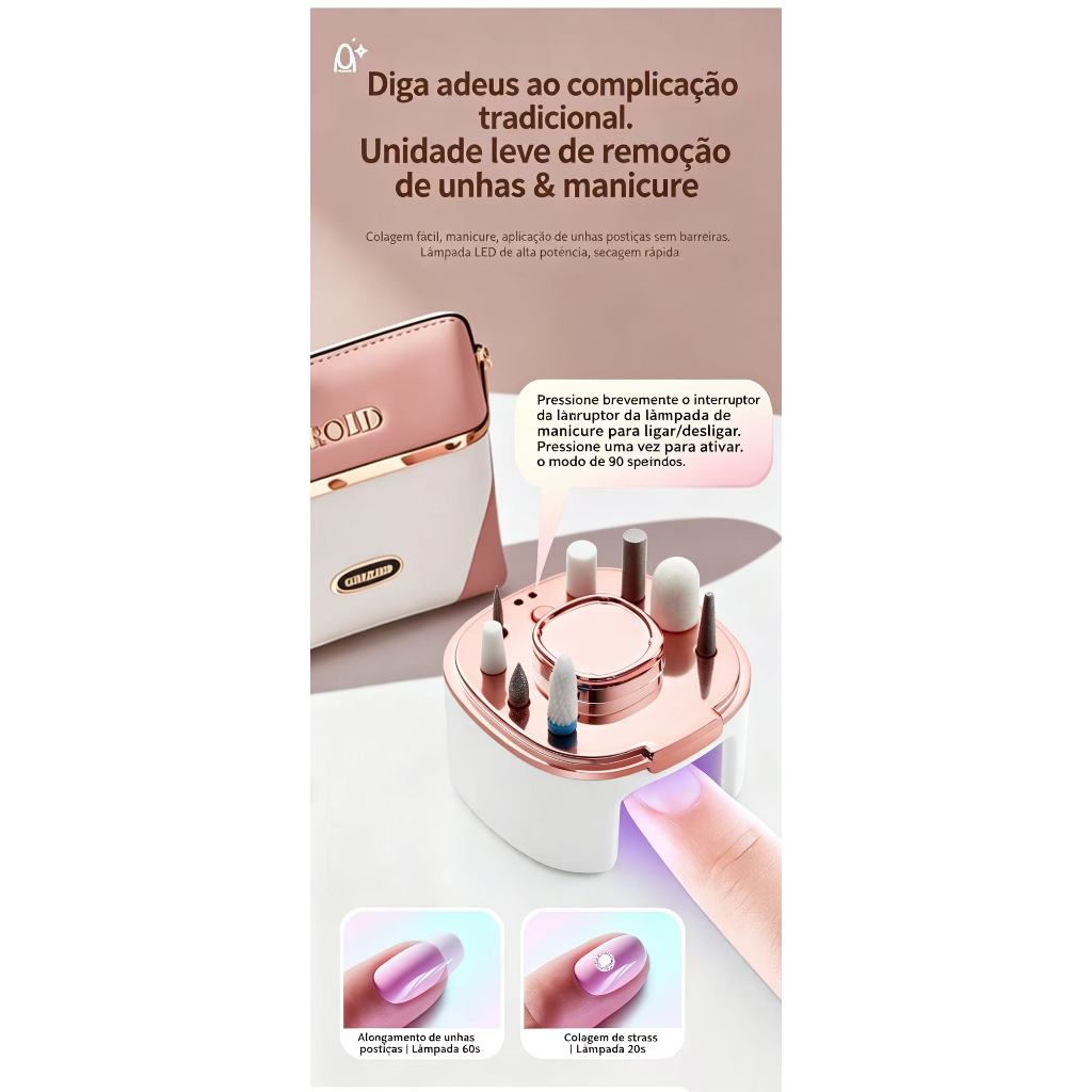 Detalhes do Máquina multifuncional portátil 7em1 para remoção de unhas e manicure Com LED UV Recarregável USB