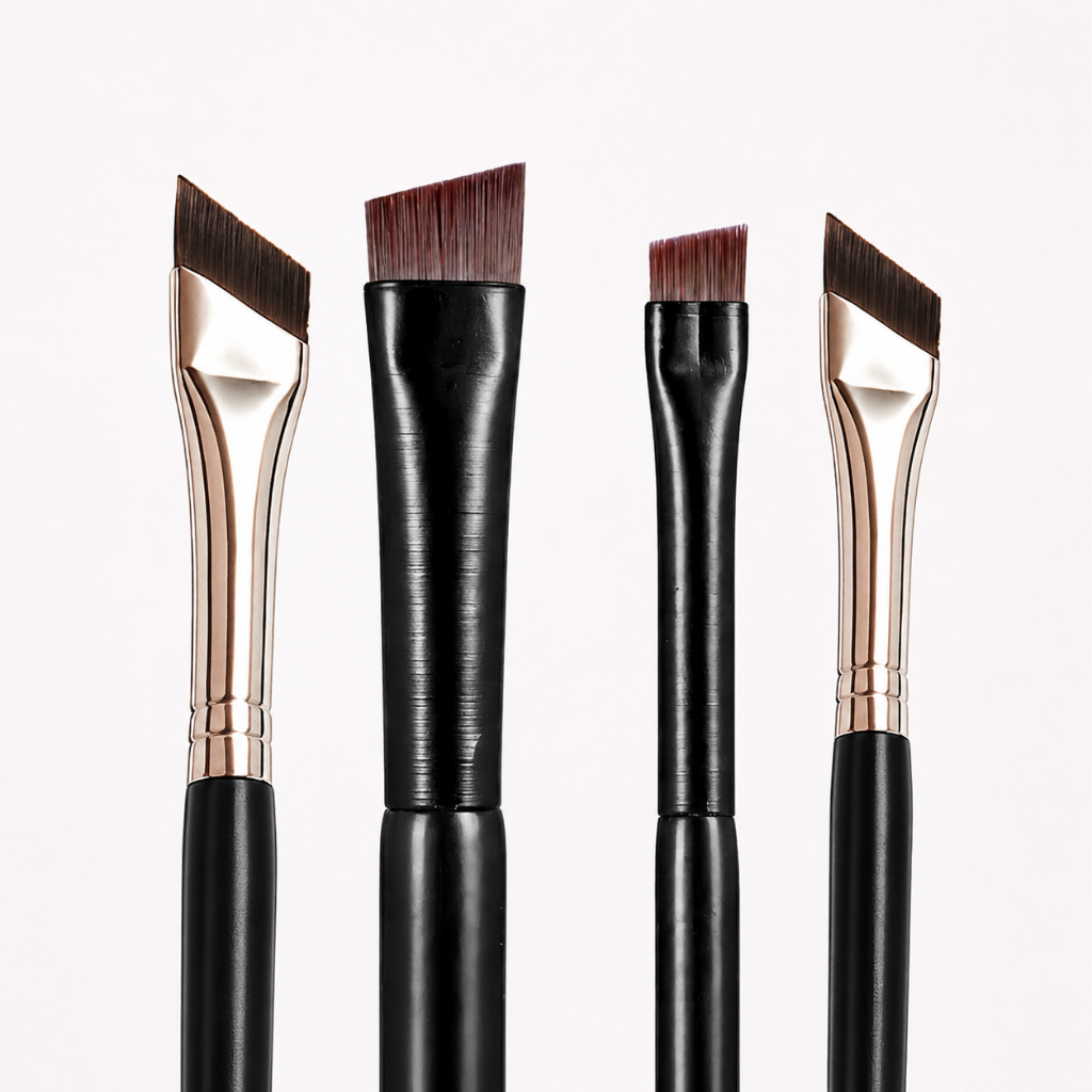 Kit 4 Pincéis para Sobrancelha e Delineado Profissional Ultrafino Chanfrado