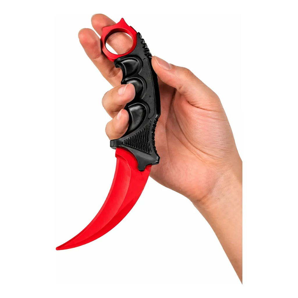 Faca Karambit Tatica Combate Treino Vermelha Sem Lamina