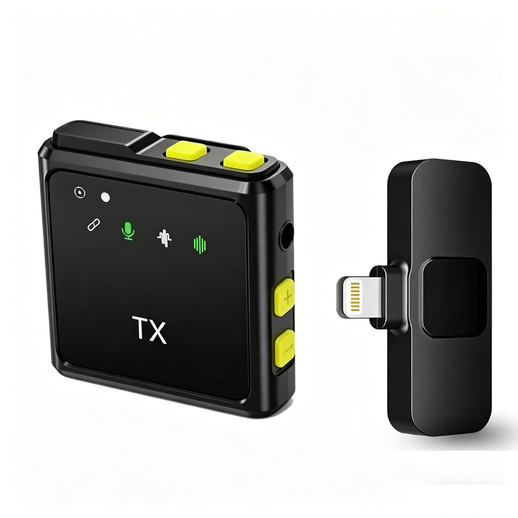 Microfone Sem Fio Lapela Bluetooth para Celular Lighting iphone Tipo-c Vlog Lavalier Profissional