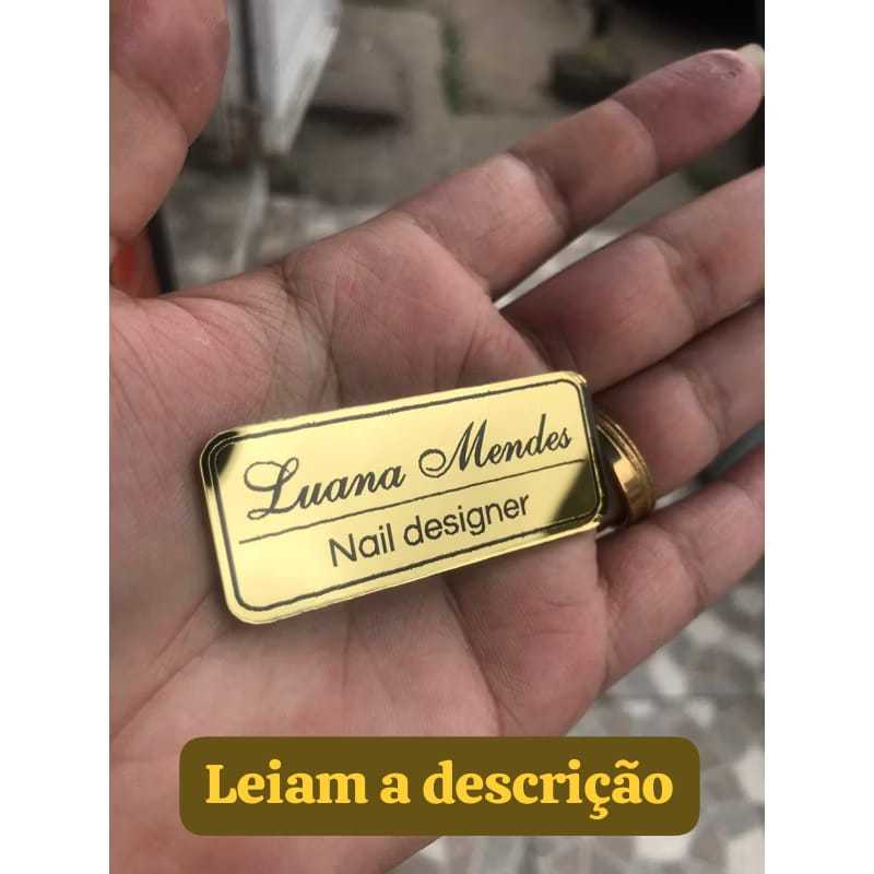 [ENVIO IMEDIATO] Broche alfinete POP acrílico dourado Personalizado com nome + Profissão SEM LOGOs.