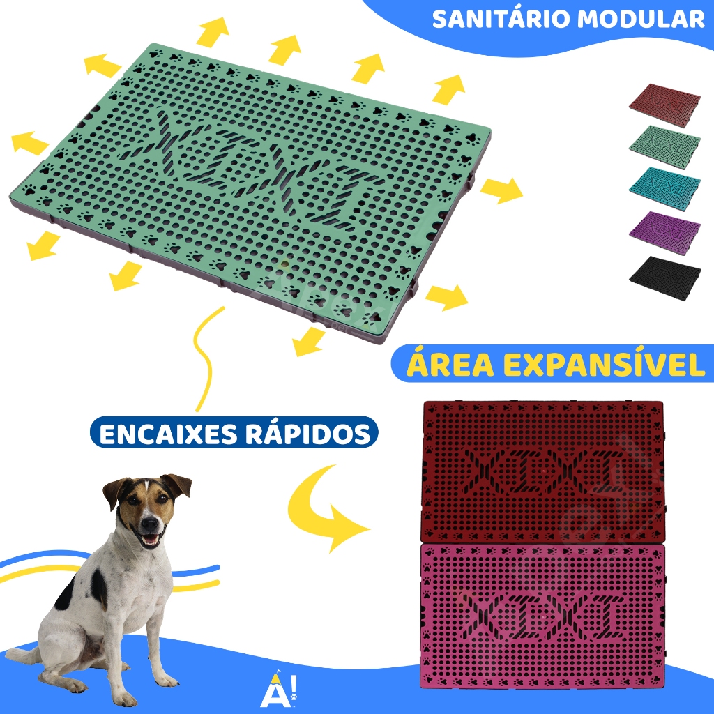 Sanitário canino Pet Modular Xixi Tapete Higiênico Cachorro Grade Expansível Encaixe Grande