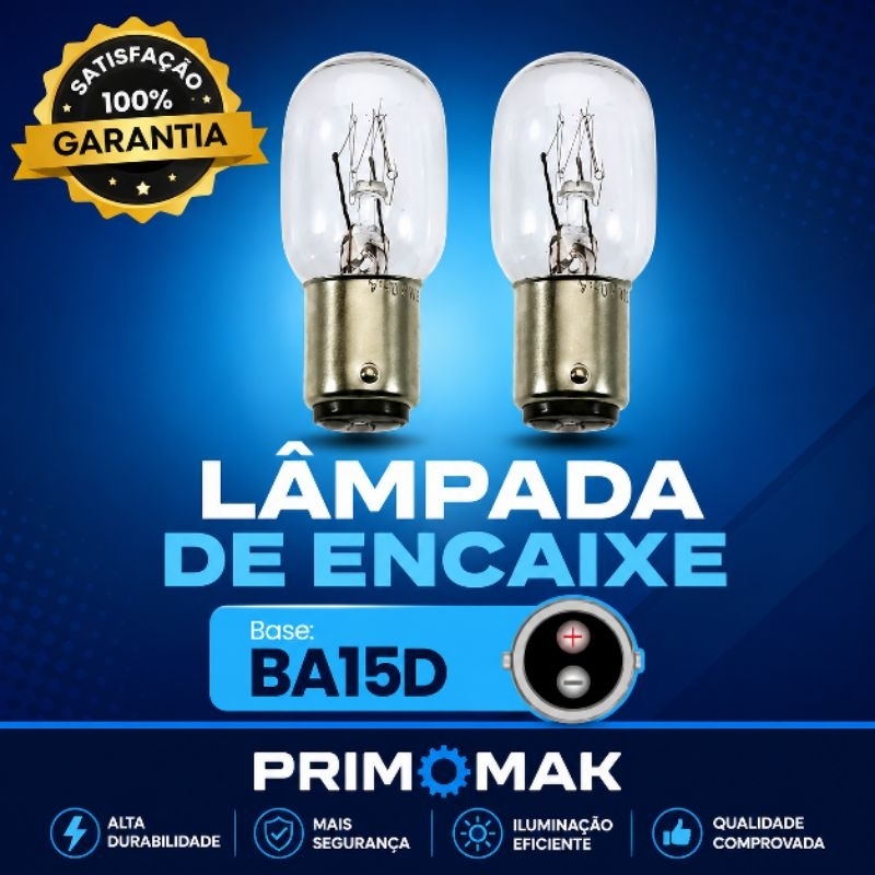 Lâmpadas para Máquina de Costura Singer - 2 Unidades, 15W, 110V, Encaixe 2 Polos, Iluminação incandescente