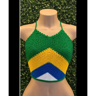 cropped de crochê; cropped croche, cropped copa, cropped Brasil; cropped copa do mundo.