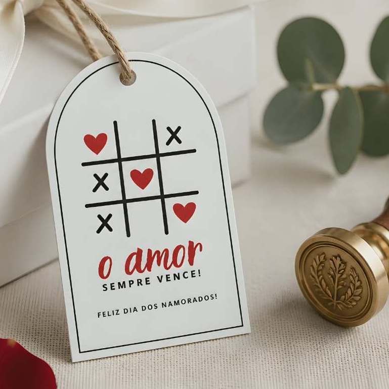 Kit Tag Dia dos Namorados7x4,4cm - Embalagens Presentes Mimo Dia dos Namorados