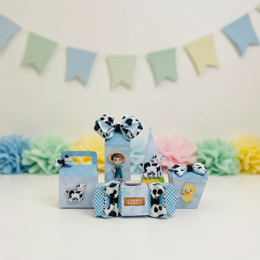 Kit Festa Infantil Fazendinha- Lembrancinhas- Aniversário Infantil- Papelaria Personalizada- Fazendinha Azul