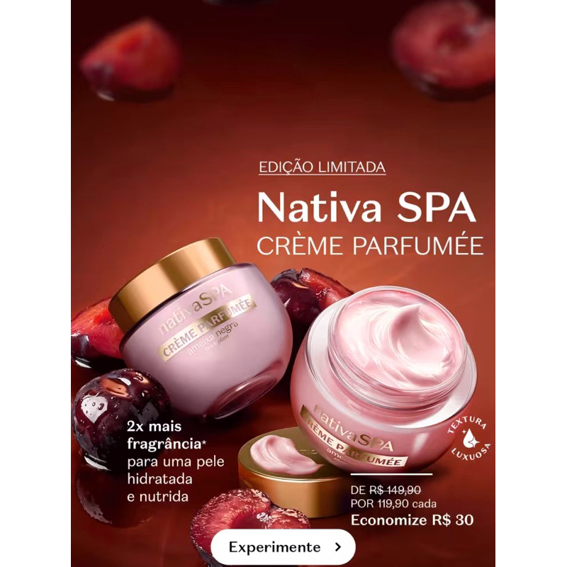 Crème Parfumèe Ultra Perfumado Nativa Spa: Ameixa 200g + Ameixa Negra 200g - O Boticário