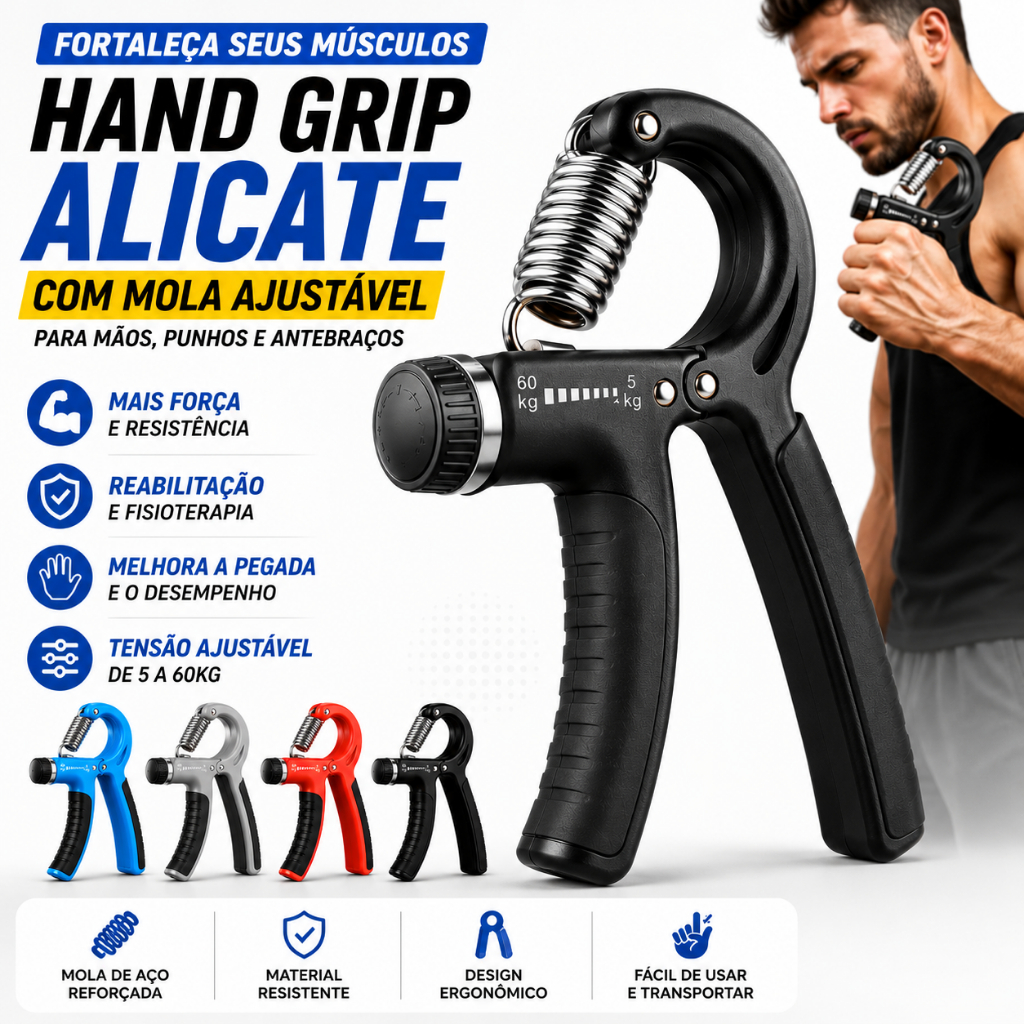 Alicate Fortalecedor de Mão e Antibraço HandGrip Fisioterapia em casa
