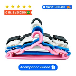 Kit até 100 Cabides Infantil Bebê Baby Reforçado  Plástico Cruzeta Roupa Resistente Premi…