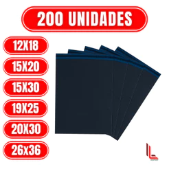 Kit 200 Envelopes de Segurança Plástico Preto Aba Adesiva 12x18 15x20 15x30 19x25 20x30 26x36