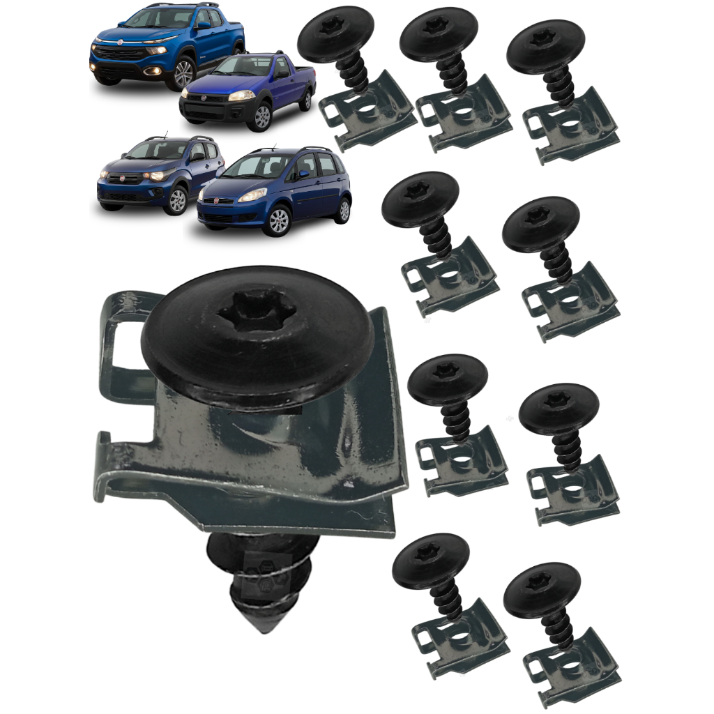 20 Parafusos Bucha do Parachoque Parabarro Linha Fiat Doblo Argo Mobi Strada 2002 a 2018 2019