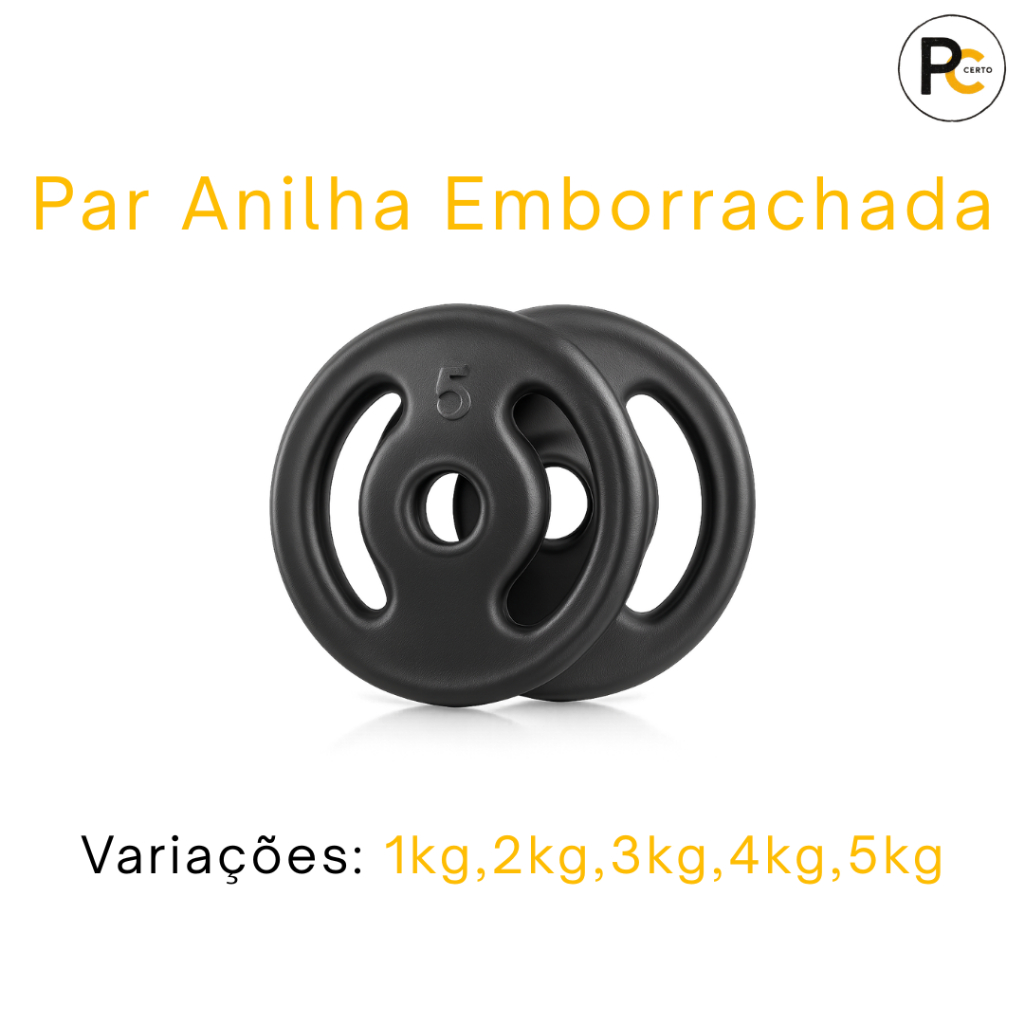 Par Anilha Emborrachada 1kg ao 5kg-Musculação Funcional Peso Exercício Treino Casa Academia Fisioterapia Crossfit