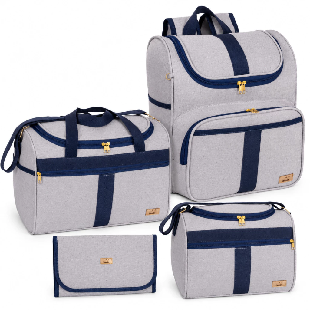Bolsa Maternidade Kit 04 peças Bolsa G + Bolsa P+ Mochila e Trocador Harmonia