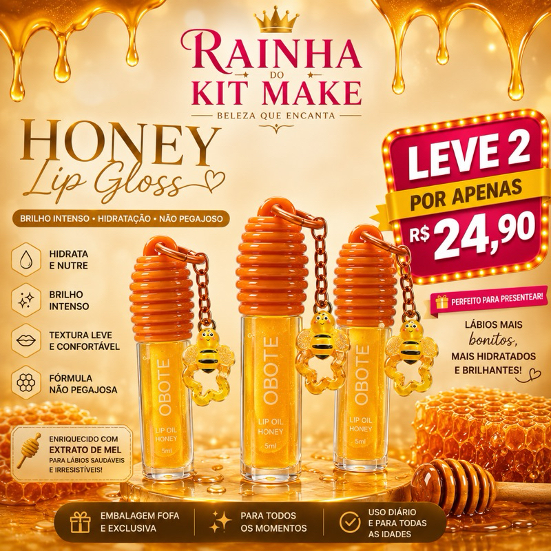 Kit Lip Gloss Melzinho OBOTE Super Brilho espelhado Feminino 🐝