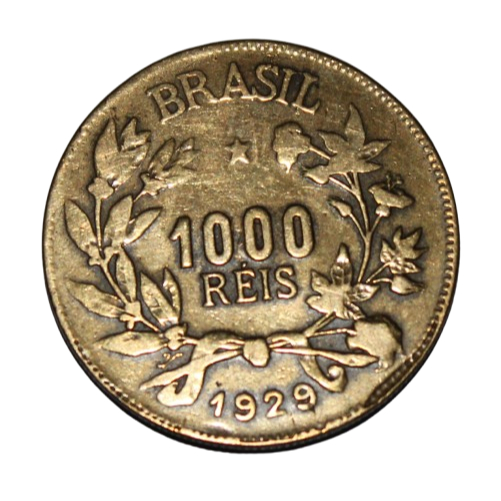 Moeda de 1000 Réis do ano de 1929 Bronze Alumínio