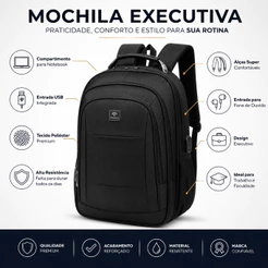 Mochila Executiva Reforçada Masculina Notebook Entrada USB Resistente Trabalho Faculdade Primicia