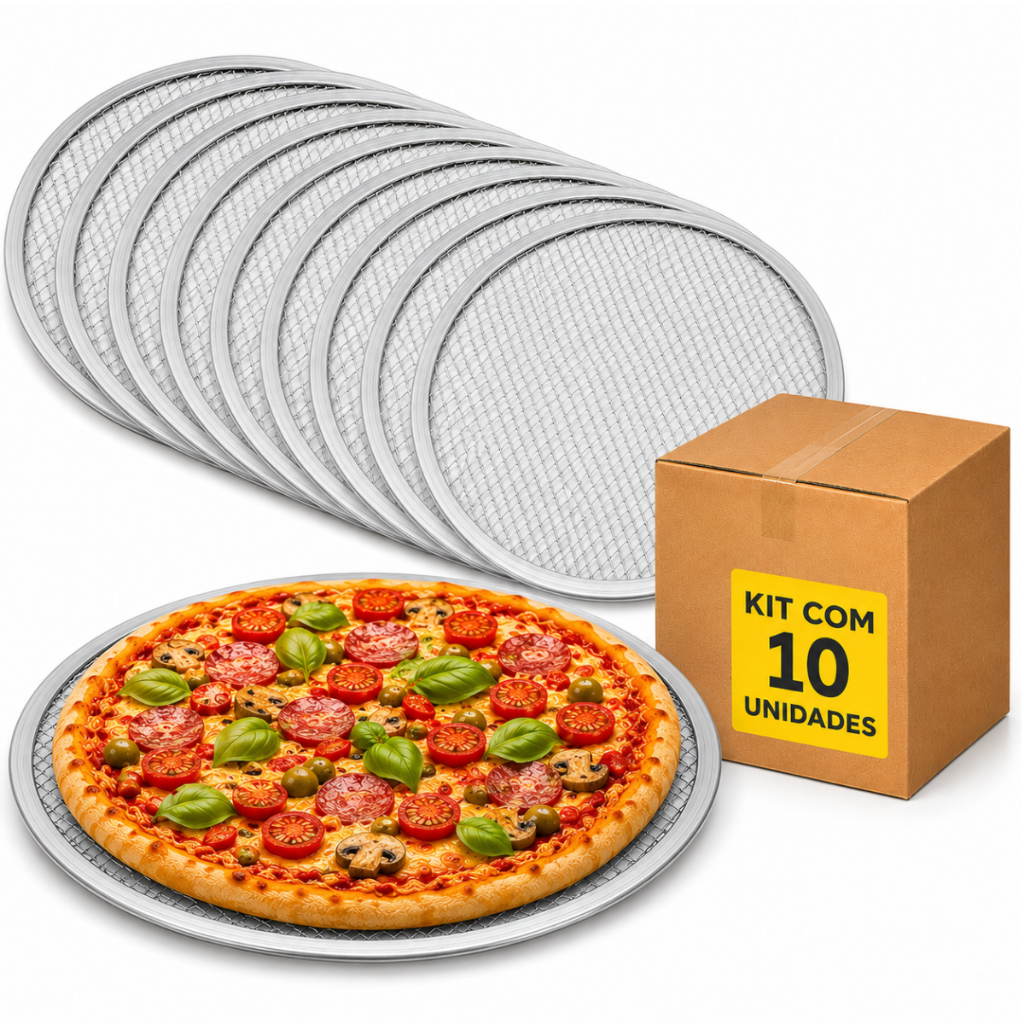 Kit 10 Tela Pizza Alumínio 30cm Peças P/ Assar Mais Rápido