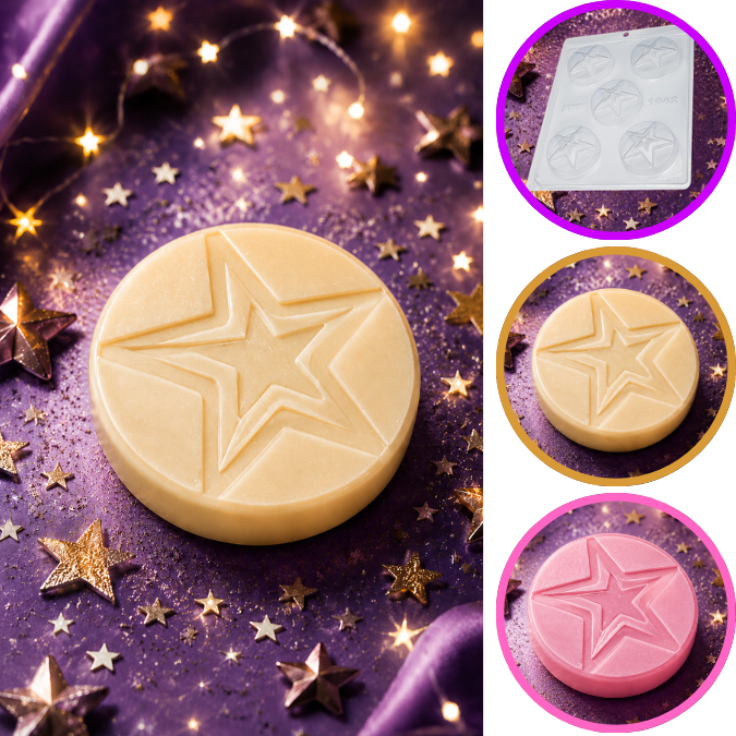 FORMA SIMPLES SABONETE ESTRELA CÓD.:1042(J1) EM ACETATO BWB PARA BOMBOM, DOCES DE CHOCOLATE E CONFEITARIA PÁSCOA.(CHOCO)