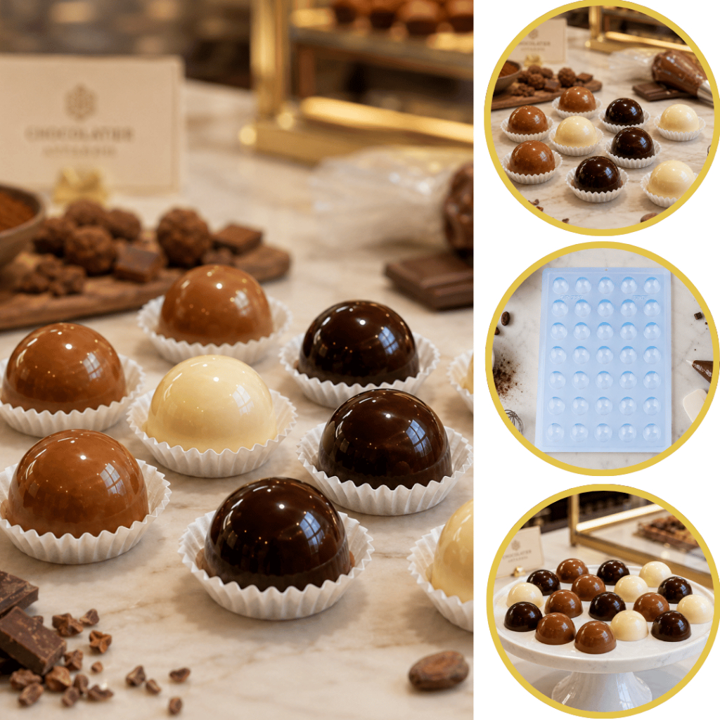 1~5 Forma BWB Simples Semiprofissional, Doces Finos Chocolates 3585 SP Bombom Liso Pequeno (CHOCO)