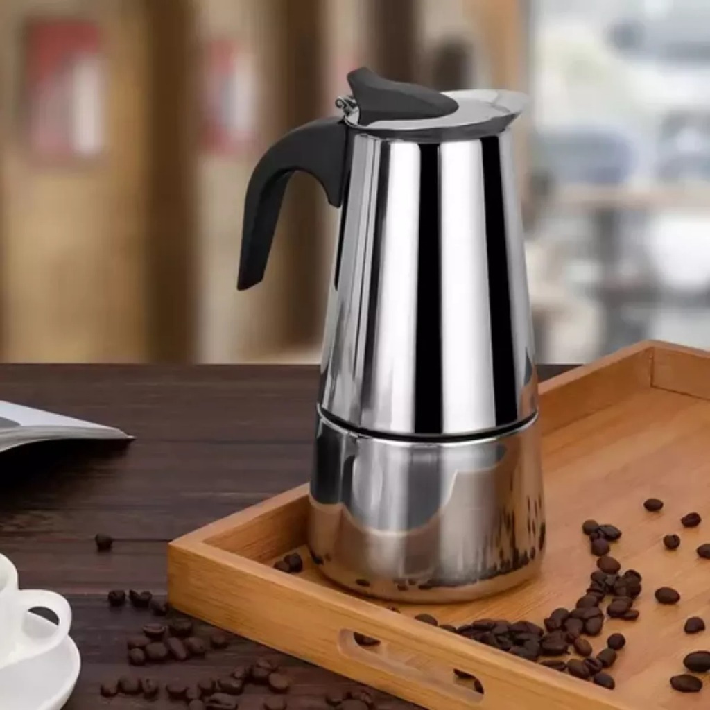 Imagem Maquina de Café Cafeteira Italiana 9 Xícaras Expresso e Moka em Inox. 6 xicaras