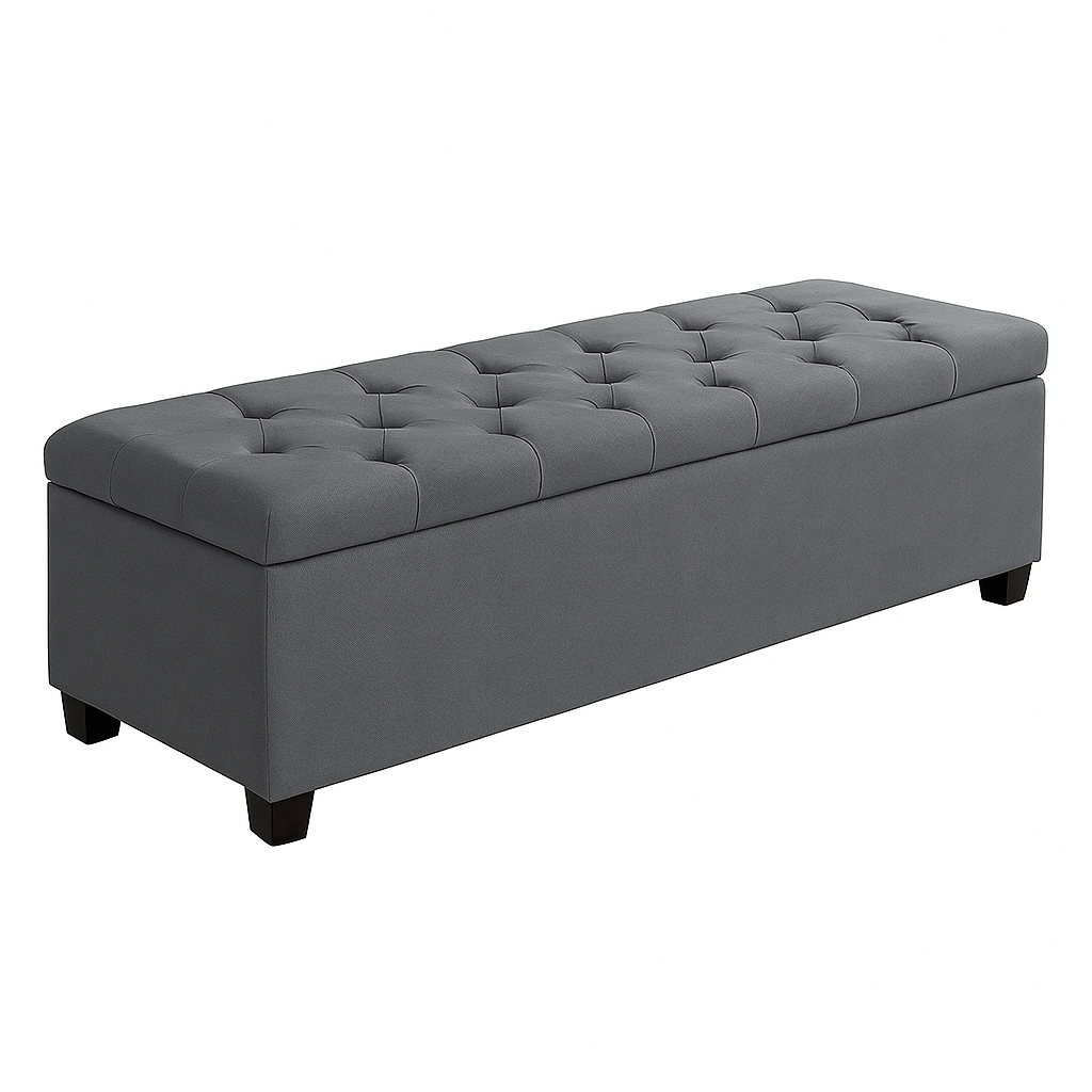 Recamier Baú Puff Sapateira 120cm Banco Estofado Capitonê Para Quarto Casal Luxo Premium