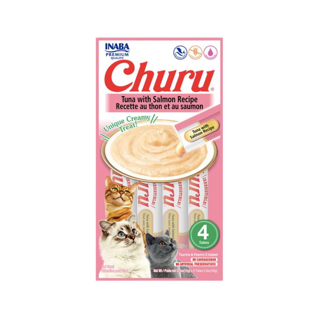 Petisco Cremoso Churu Para Gato Sabor Atum e Salmão 56g 4 Tubinhos