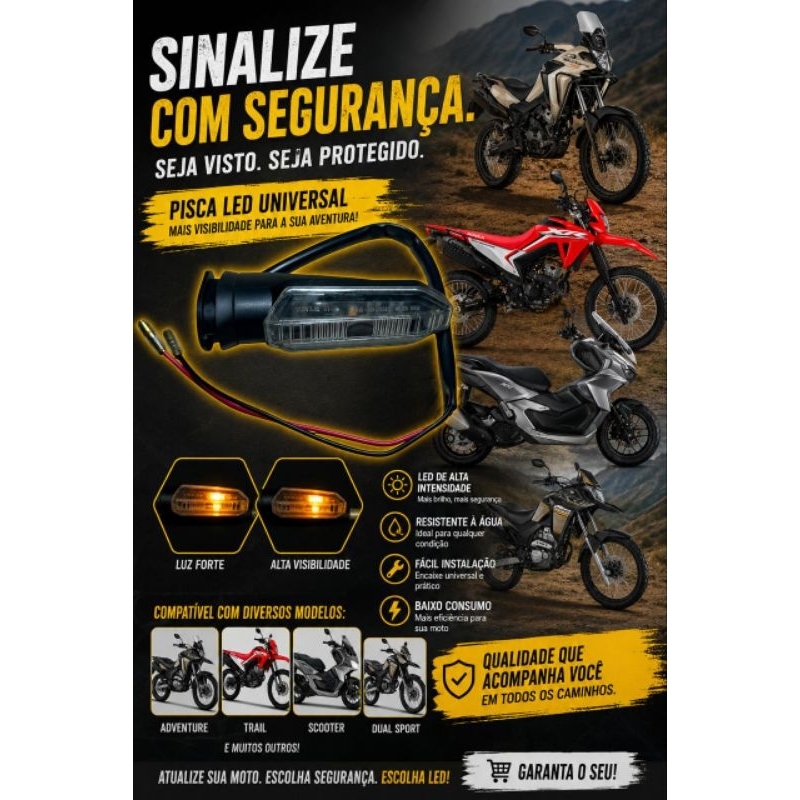 Pisca Seta De Led Moto Honda Adv 150 / Xre 300 / Sahara 300 / XR 300L Tornado 2019 a 2026